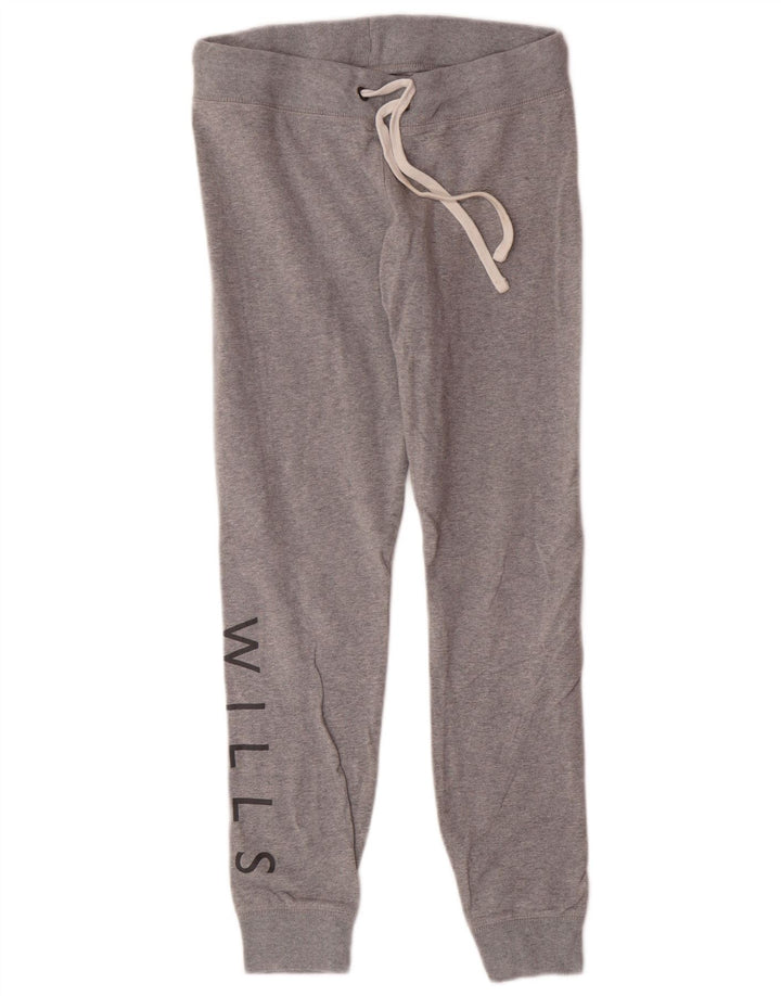 JACK WILLS Pantaloni de trening grafic pentru femei Pantaloni de jogging UK 12 Gri mediu
