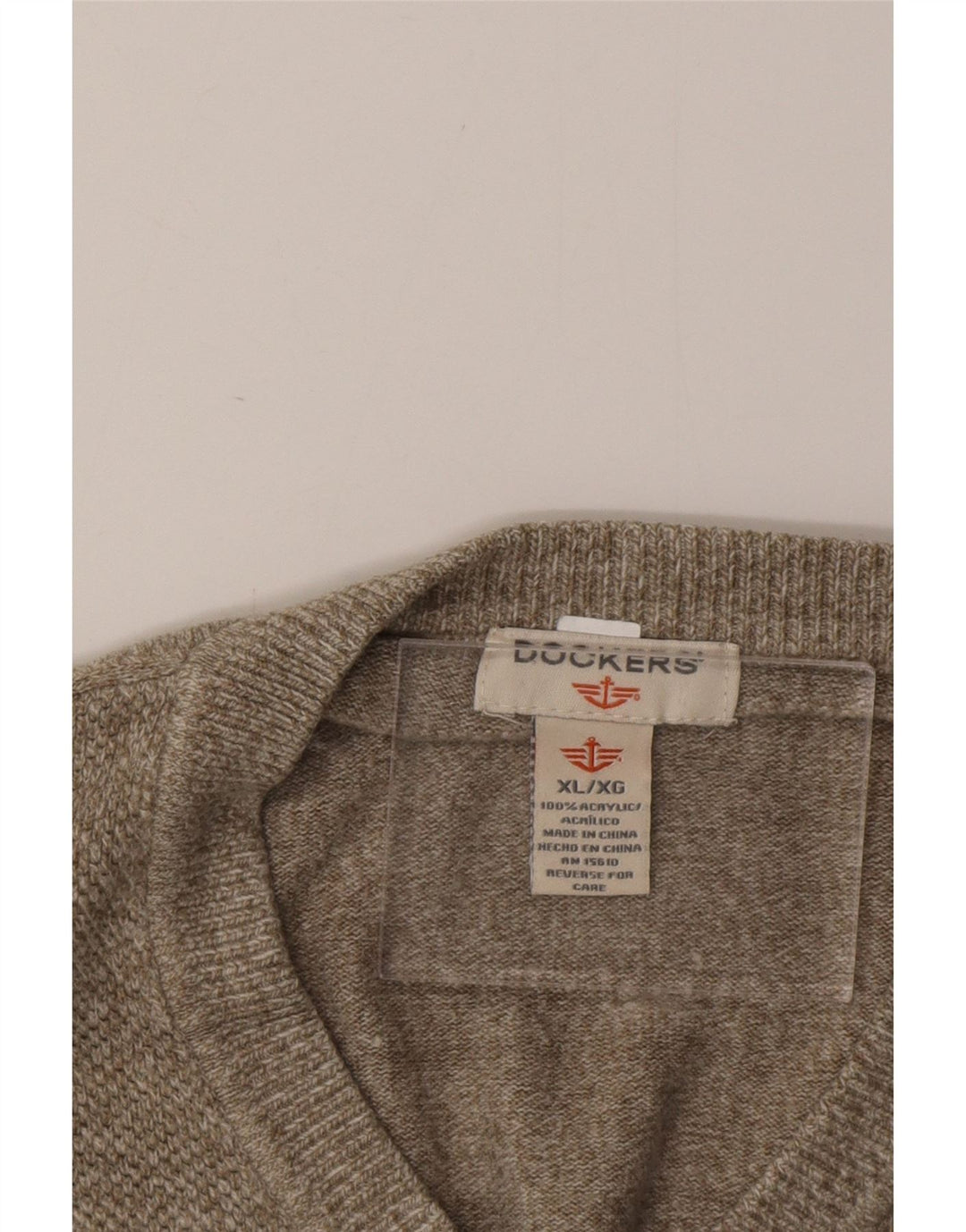 DOCKERS Pulover cu decolteu în V pentru bărbați, XL, kaki, acrilic pătat