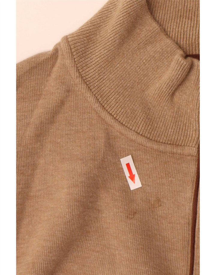Pulover pentru bărbați Gant, cu fermoar și gât, bumbac maro 3XL
