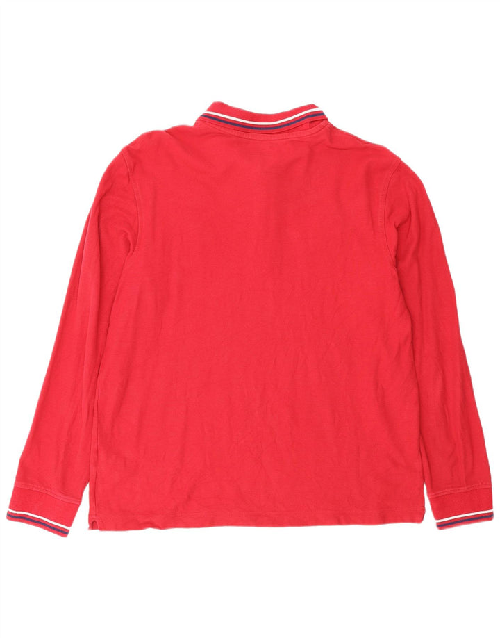 Tricou polo pentru bărbați Lotto cu mânecă lungă, bumbac roșu mediu