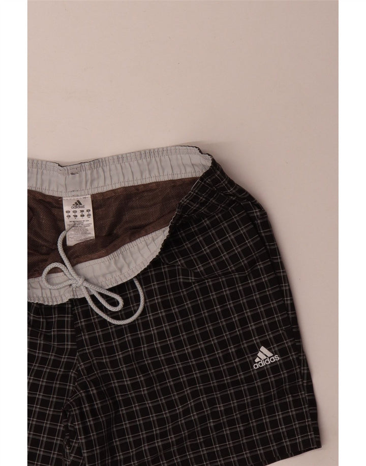 Pantaloni scurți de înot Adidas pentru bărbați, poliester cu carouri medii, negru
