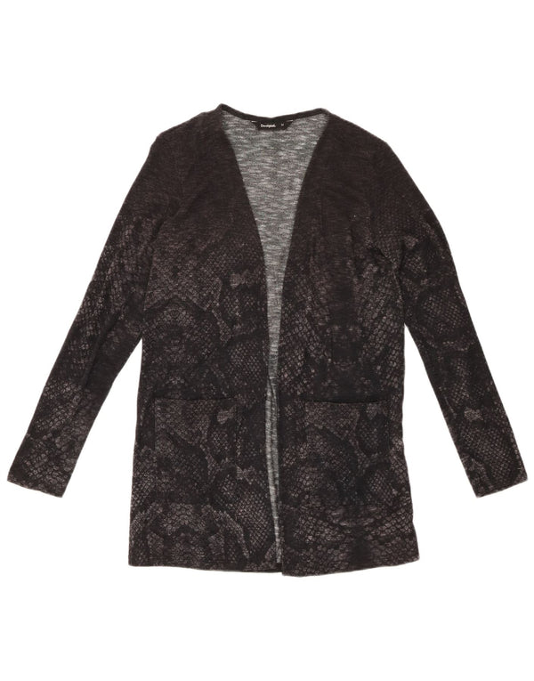 DESIGUAL Pulover cardigan deschis pentru femei UK 12 Medium Gri Animal Print