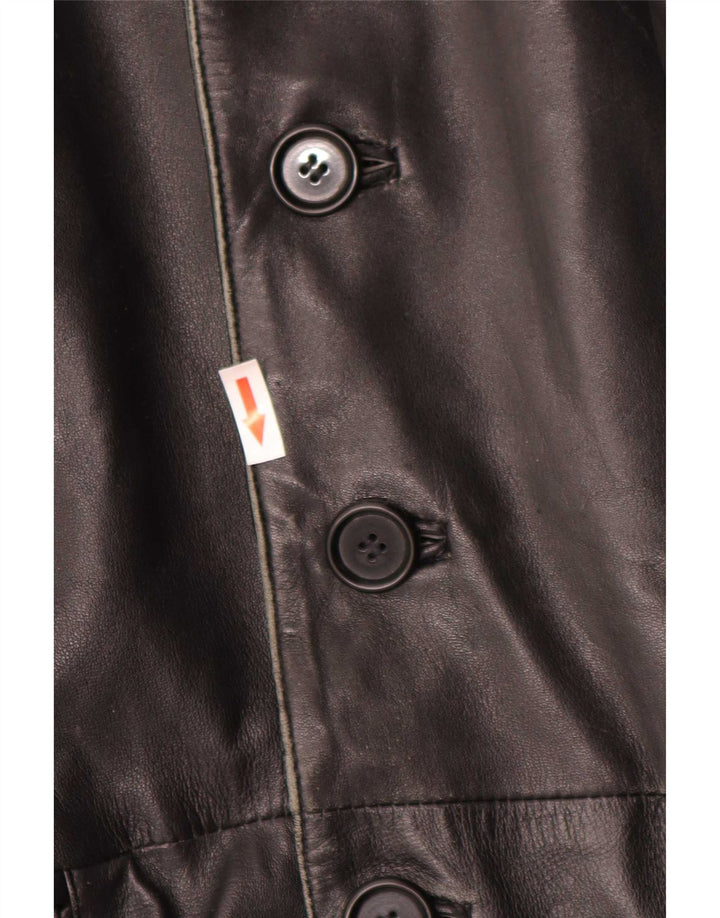 Palton din piele vintage pentru bărbați UK 38 mediu negru
