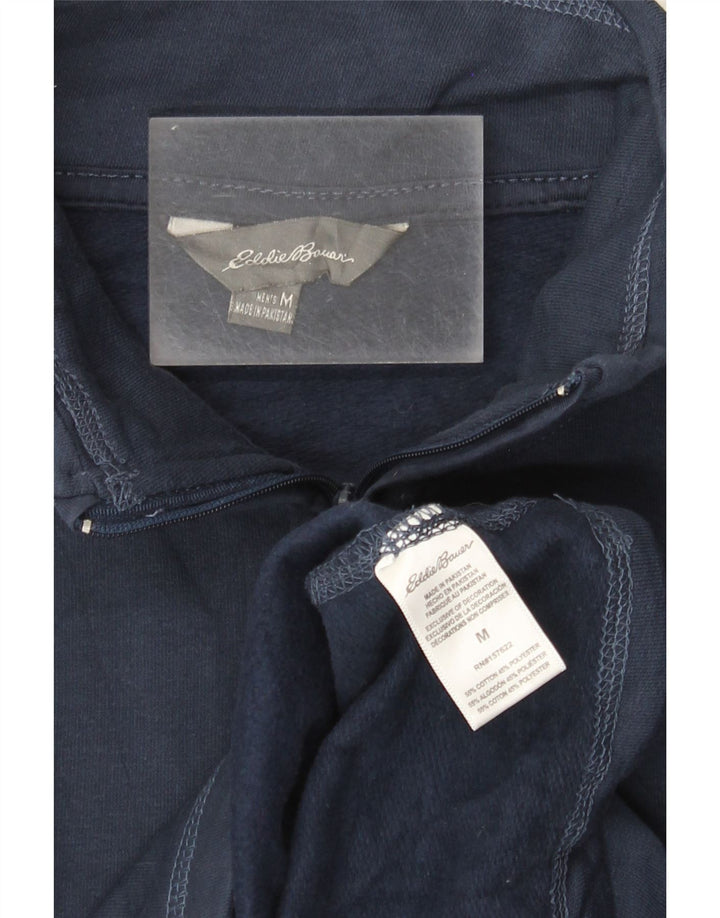 EDDIE BAUER Hanorac pentru bărbați, cu fermoar, cu gât, pulover mediu din bumbac bleumarin