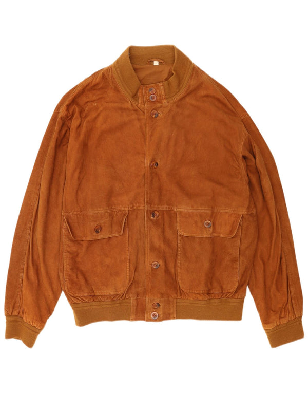 Bomber vintage pentru bărbați din piele intoarsa UK 40 mare, maro, din piele