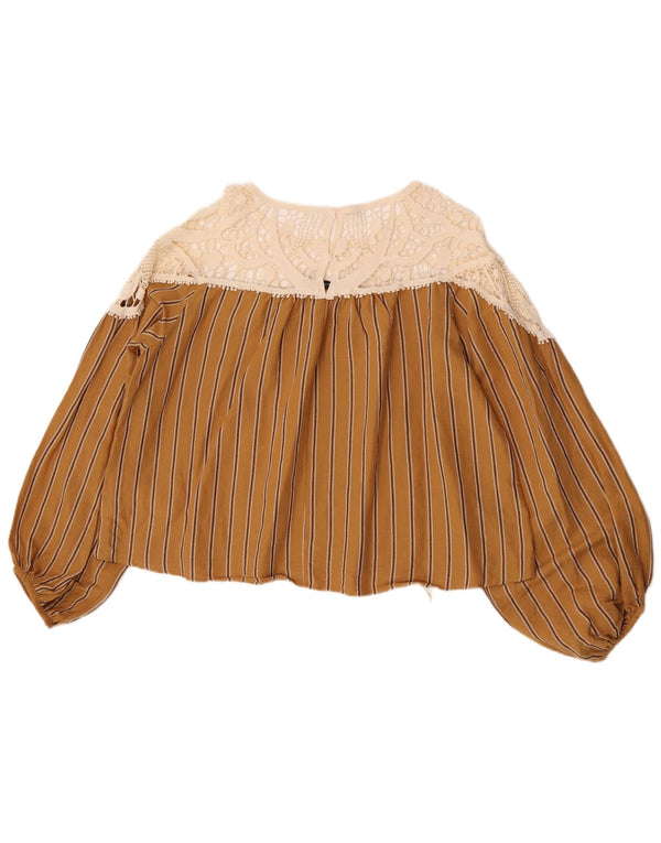 Bluză cu mânecă lungă pentru femei Zara UK 14 Medium Bej Colorblock