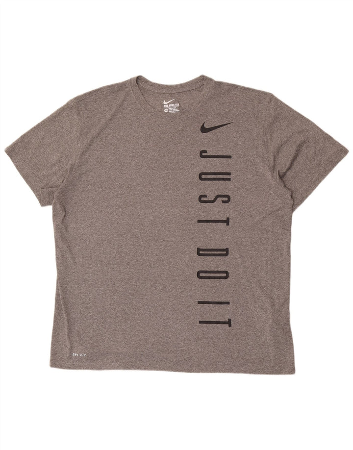 Tricou grafic Nike Dri Fit pentru bărbați Top 2XL poliester gri