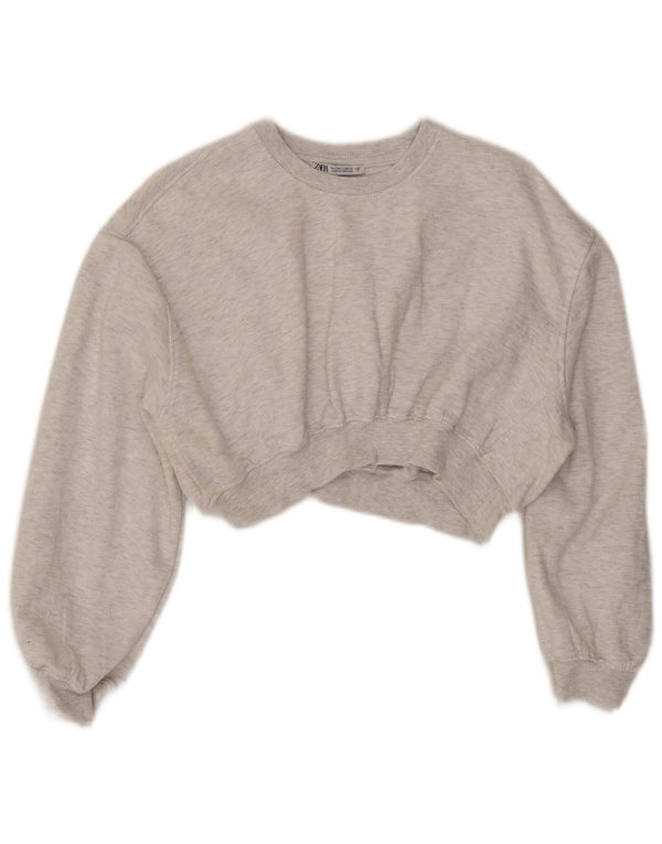 Pulover pentru femei Zara Crop Relaxed Fit UK 10 Mic Gri Flecked