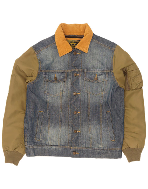 Jachetă de aviator Alcott pentru bărbați, din denim, UK 40, mare, albastru, color block, bumbac
