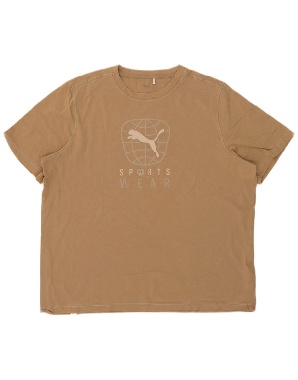 Tricou grafic pentru bărbați Puma Top XL, bumbac, bej