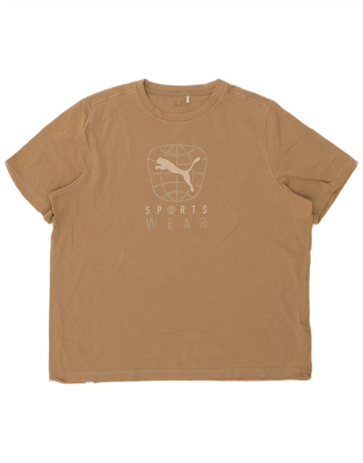 Tricou grafic pentru bărbați Puma Top XL, bumbac, bej