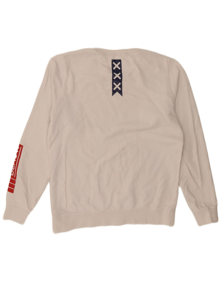 Scotch & Soda Pulover cu grafic pentru bărbați, bumbac mare, alb