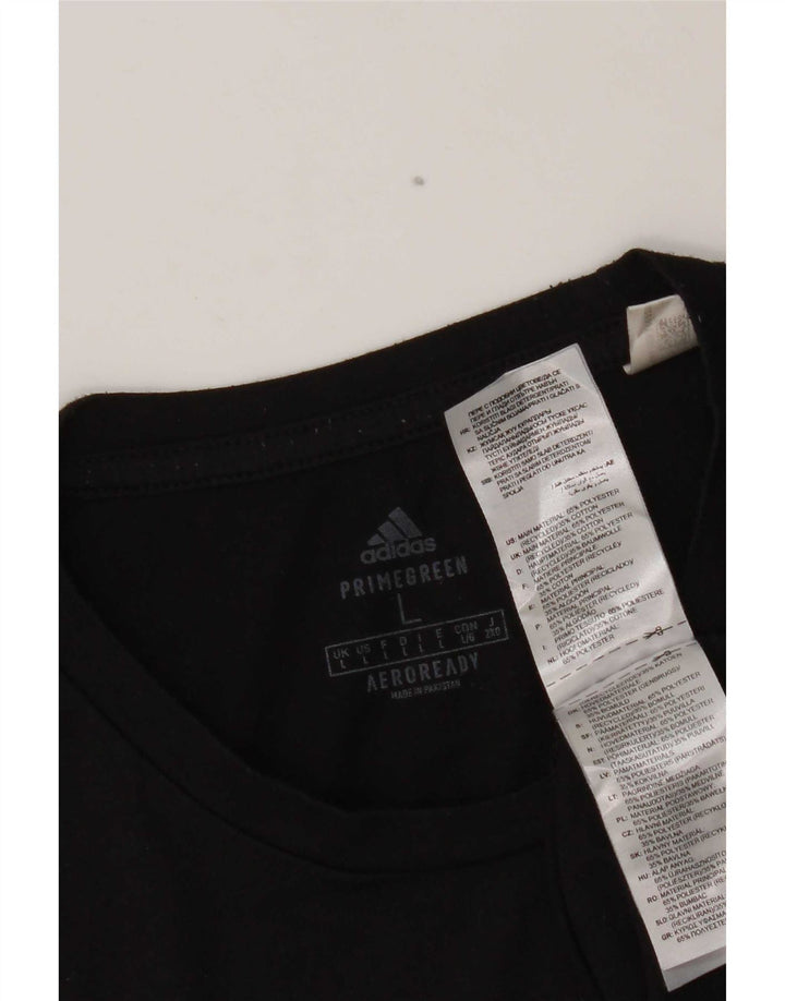 Adidas Aeroready Graphic Top cu mânecă lungă, mare, negru, poliester