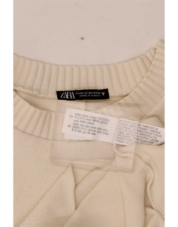 Pulover pentru damă Zara, cu gâtul turn, UK 14 Poliester alb mediu