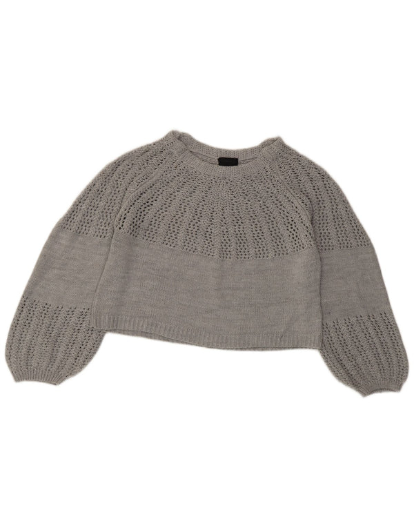 Pulover Topshop pentru damă, crop supradimensionat, cu gât de barcă, UK 8, mic, gri