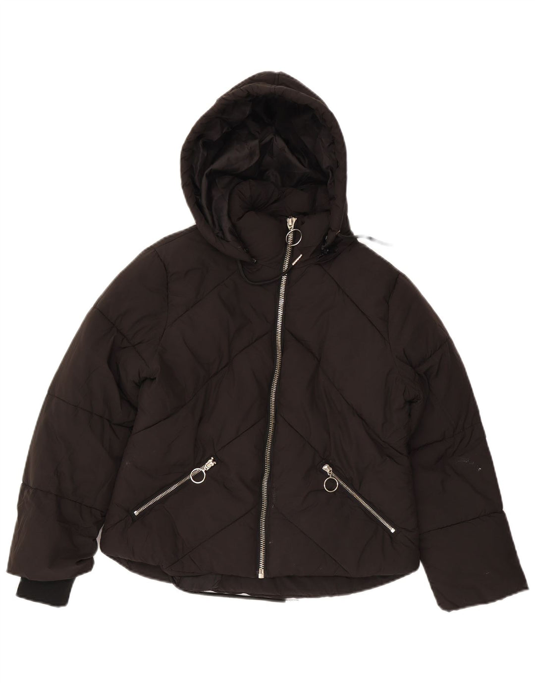 Jachetă căptușită supradimensionată cu glugă pentru femei Topshop UK 8 Small Negru