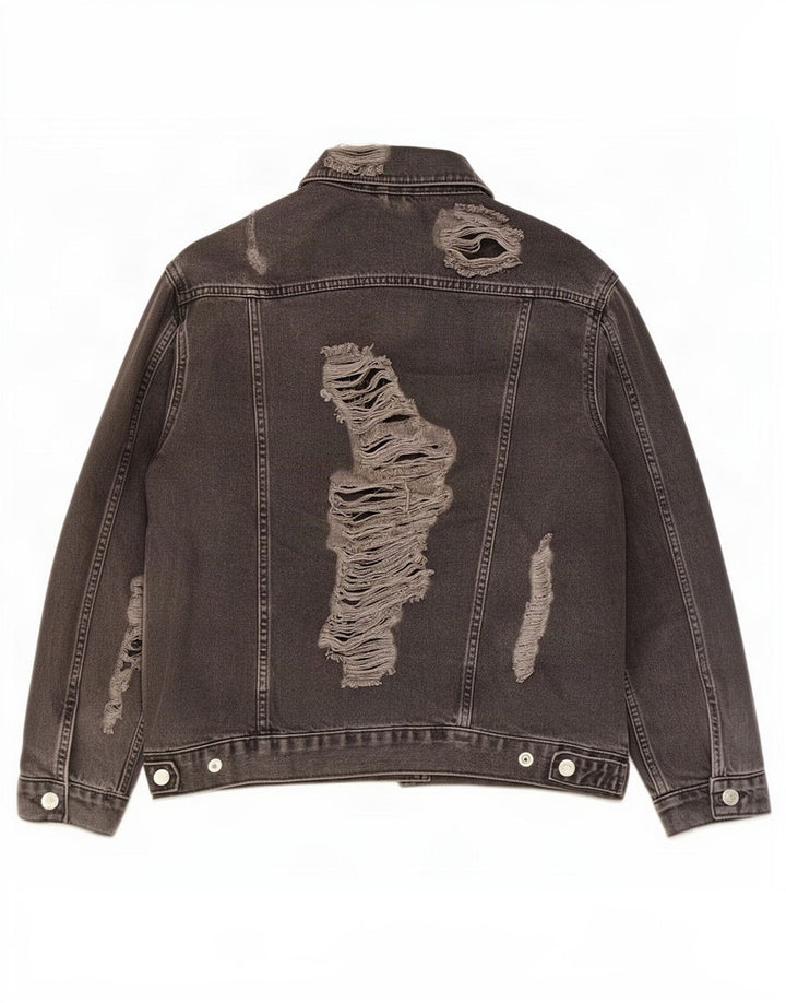 Jachetă de blugi supradimensionată pentru femei Topshop UK 10, bumbac negru mic