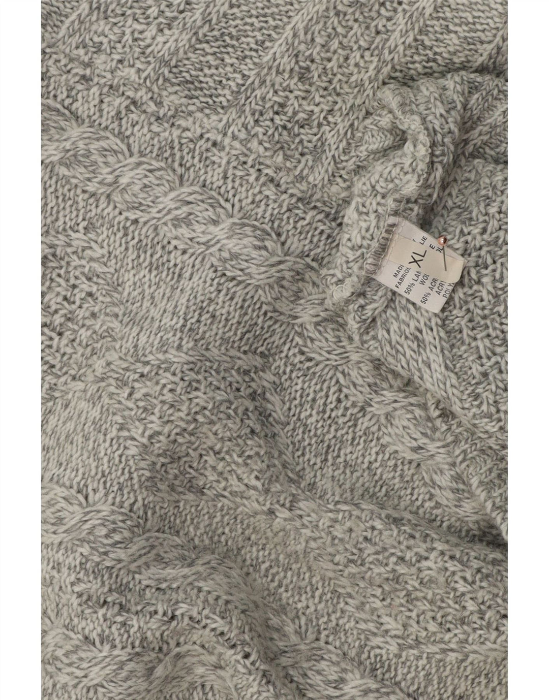 Pulover pentru bărbați VINTAGE cu fermoar și gât, XL, lână gri