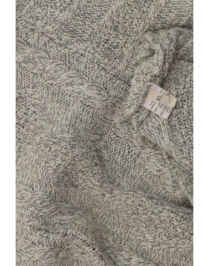 Pulover pentru bărbați VINTAGE cu fermoar și gât, XL, lână gri