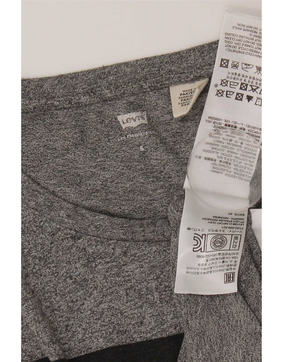 Tricou cu grafică Levi's pentru femei Top UK 10 Small Grey Flecked Poliester