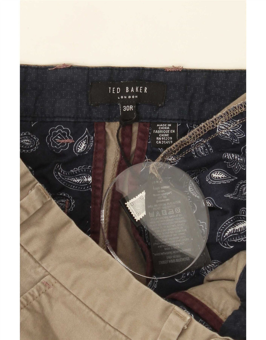 Pantaloni scurți chino Ted Baker pentru bărbați W30, bumbac mediu kaki