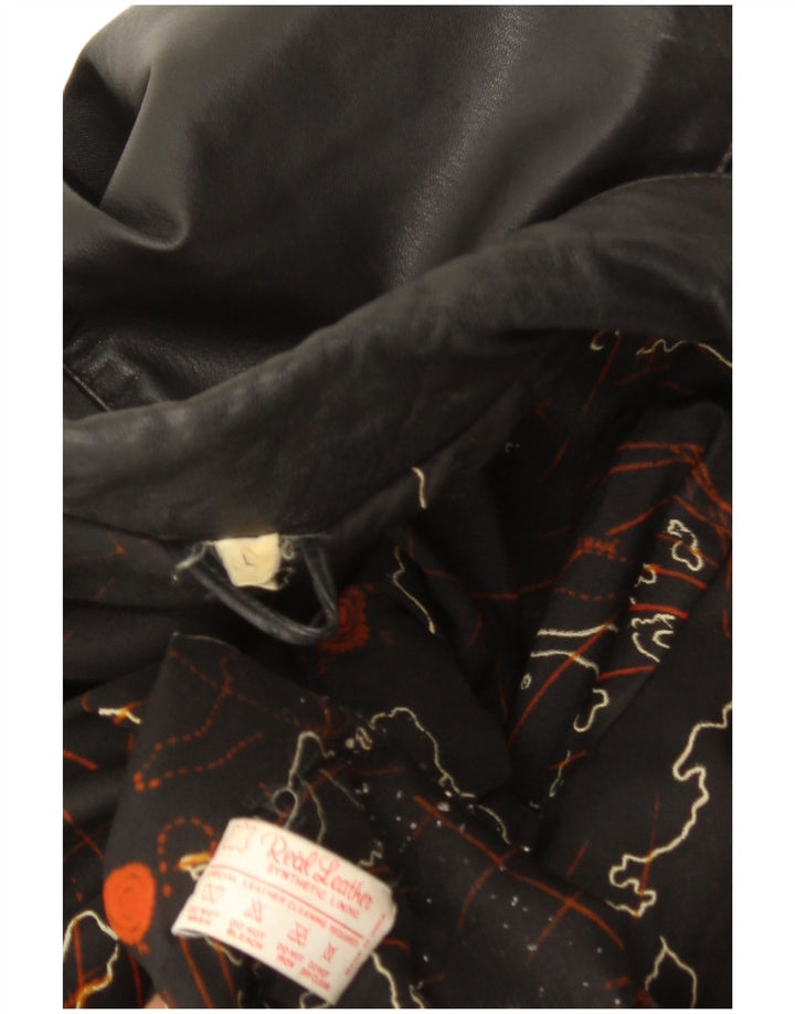 Jachetă de piele vintage pentru femei supradimensionată UK 16, mare, neagră