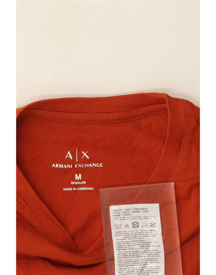 Tricou Armani Exchange pentru bărbați, cu croiala normală, top din bumbac portocaliu mediu