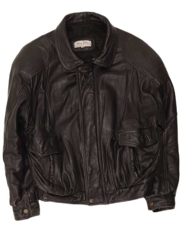 Jachetă Bomber din piele pentru bărbați Lavorazione Artigiana UK 38 Medium Black