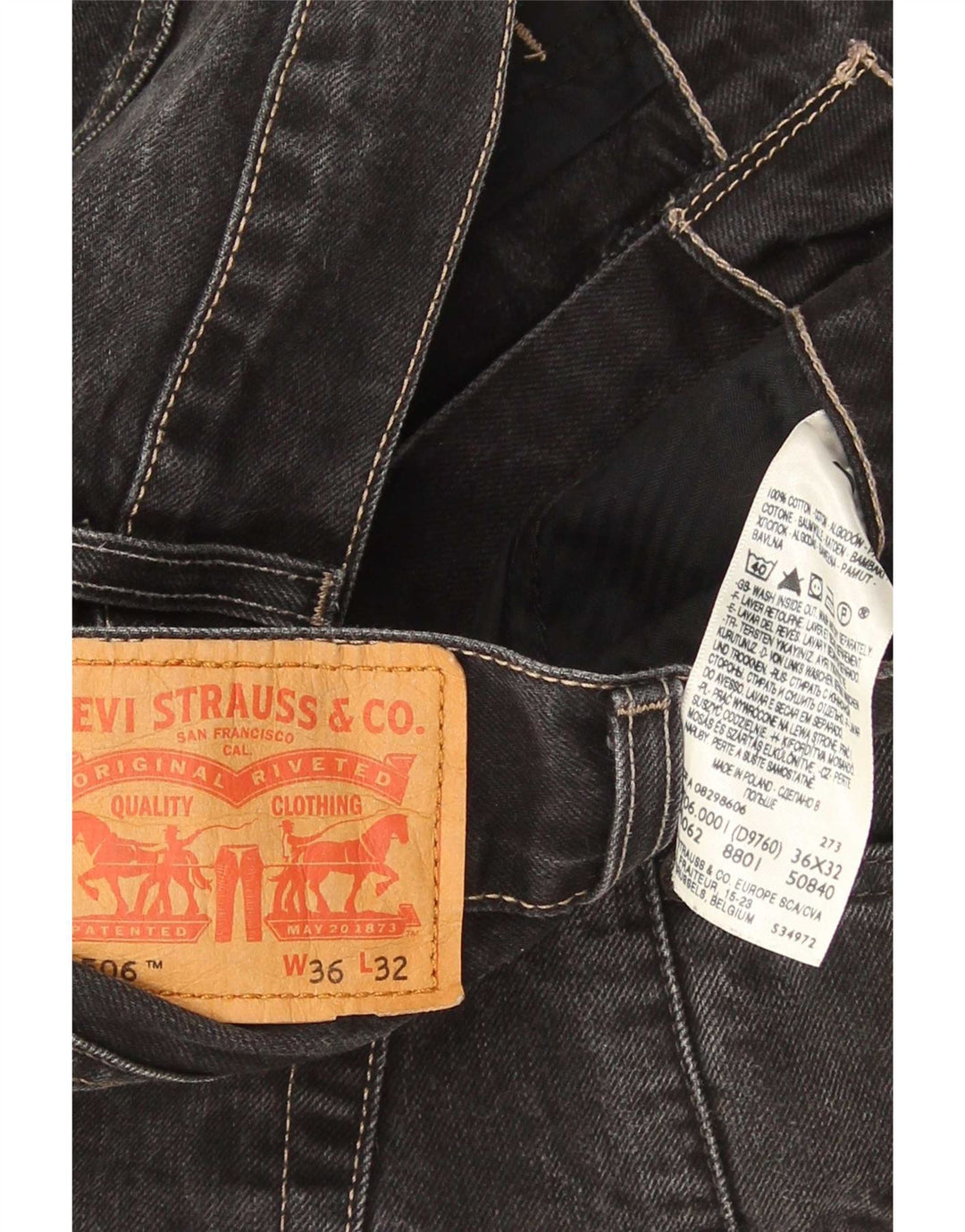 Blugi drepti pentru bărbați Levi's 506 W36 L32 negri