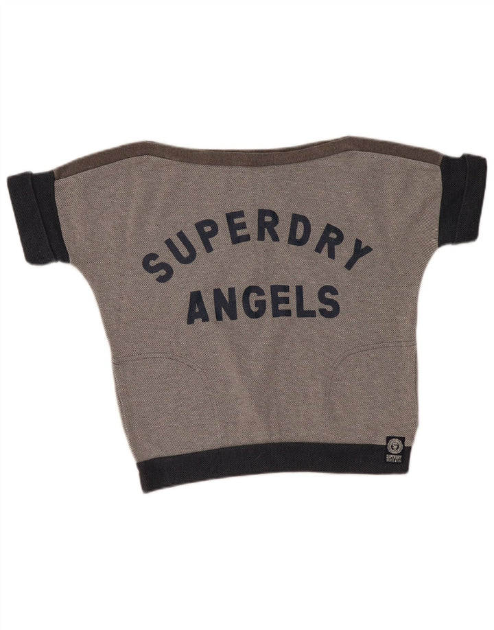SUPERDRY Pulover cu grafic supradimensionat pentru femei UK 10 Small Gri