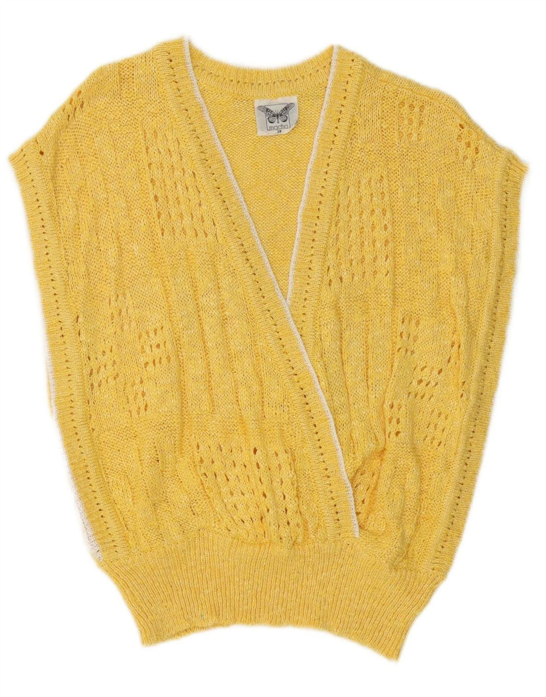 MACHO Womens Vest Tank Top EU 38 Medium Yellow Cotton