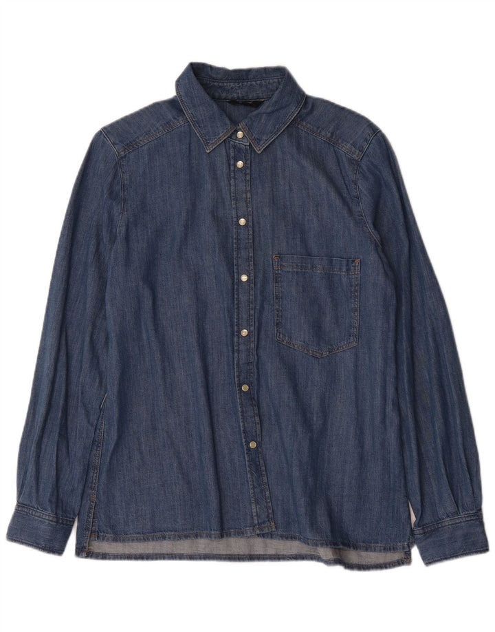 Cămașă de denim vintage pentru femei UK 16 Large Blue