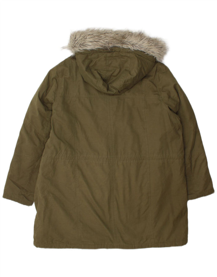 Jachetă Parka cu glugă pentru femei Marks & Spencer UK 18 XL Kaki Poliester