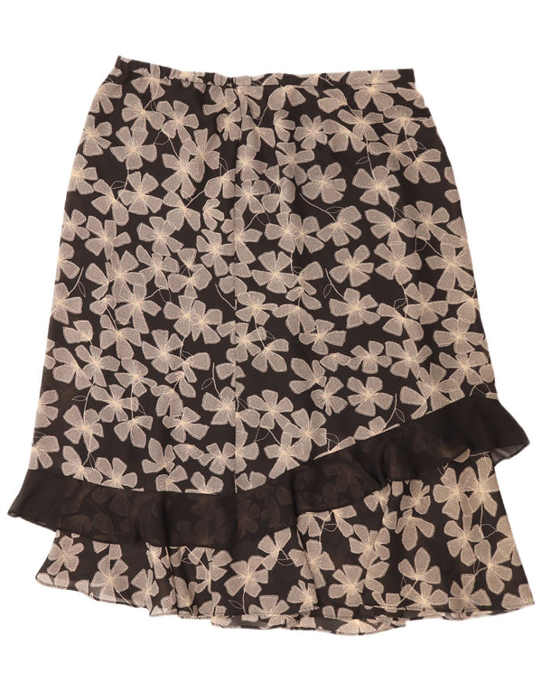 Fusta dreaptă pentru femei vintage UK 22 3XL W40 Poliester floral negru