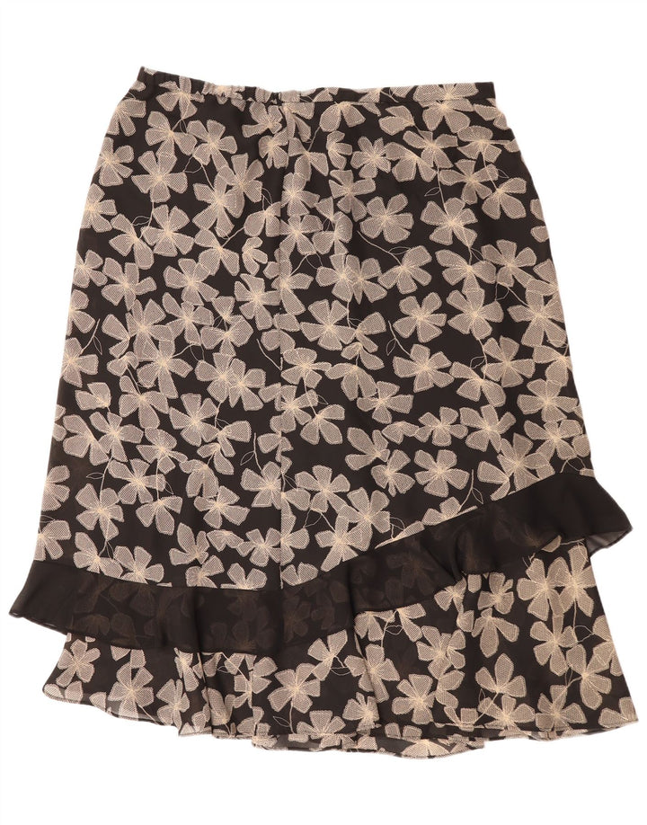 Fusta dreaptă pentru femei vintage UK 22 3XL W40 Poliester floral negru