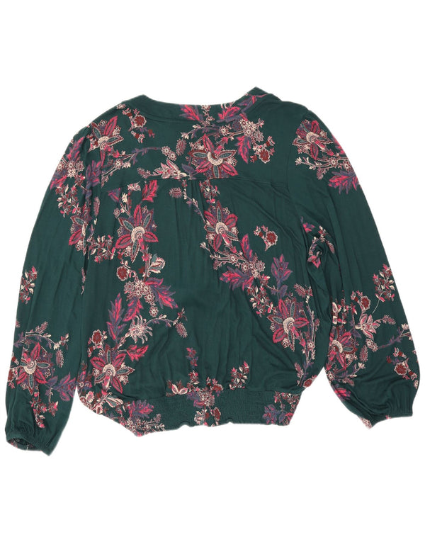 Bluză cu mânecă lungă pentru femei Fat Face UK 22 3XL Verde Viscoză florală