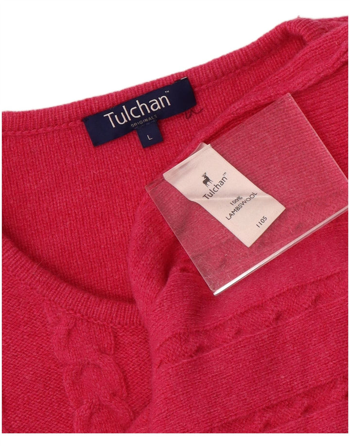 Pulover cardigan pentru femei TULCHAN UK 16 Lână de miel roz mare
