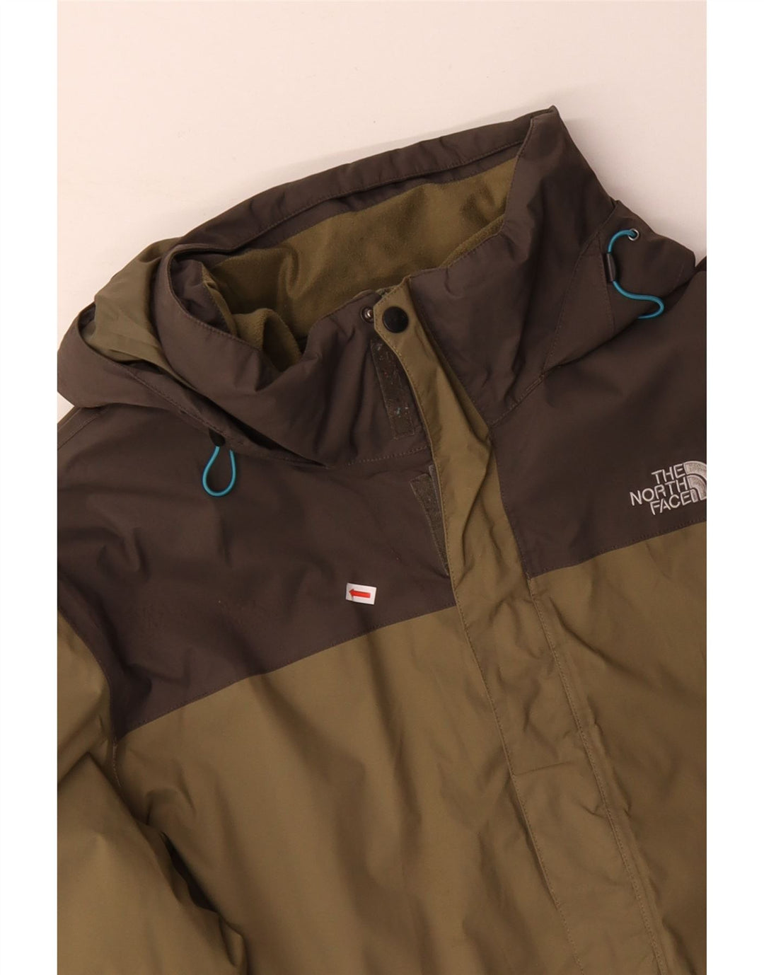 The NORTH FACE Jachetă Windbreaker pentru bărbați cu glugă UK 46 3XL Kaki Colorblock