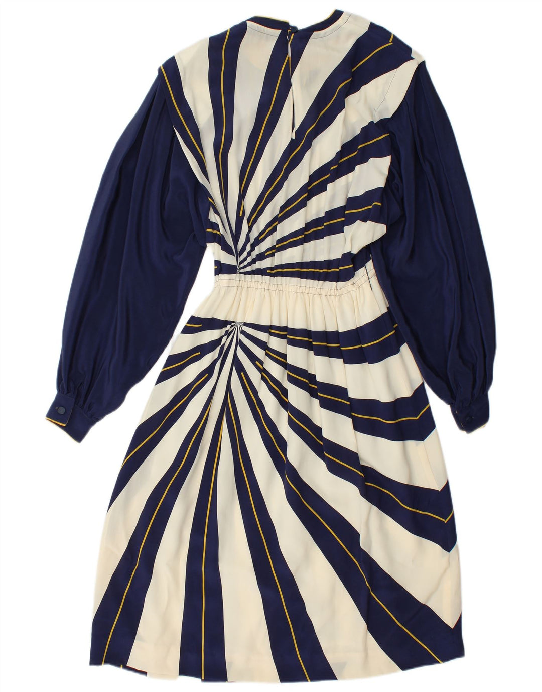 VINTAGE Rochie A-Line cu mânecă lungă pentru femei IT 42 Medium Bleumarin în dungi