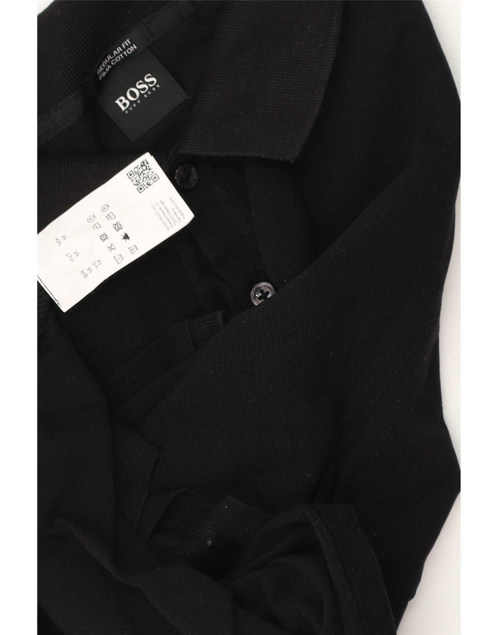 Cămașă polo Hugo Boss pentru bărbați, bumbac negru mediu
