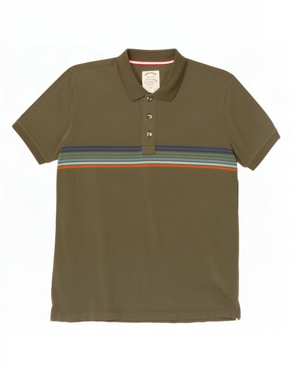 Tricou polo pentru bărbați Fat Face XL, bumbac cu dungi kaki