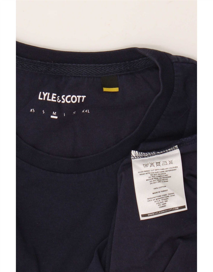 Tricou cu grafic Lyle & Scott pentru bărbați Top mediu din bumbac bleumarin