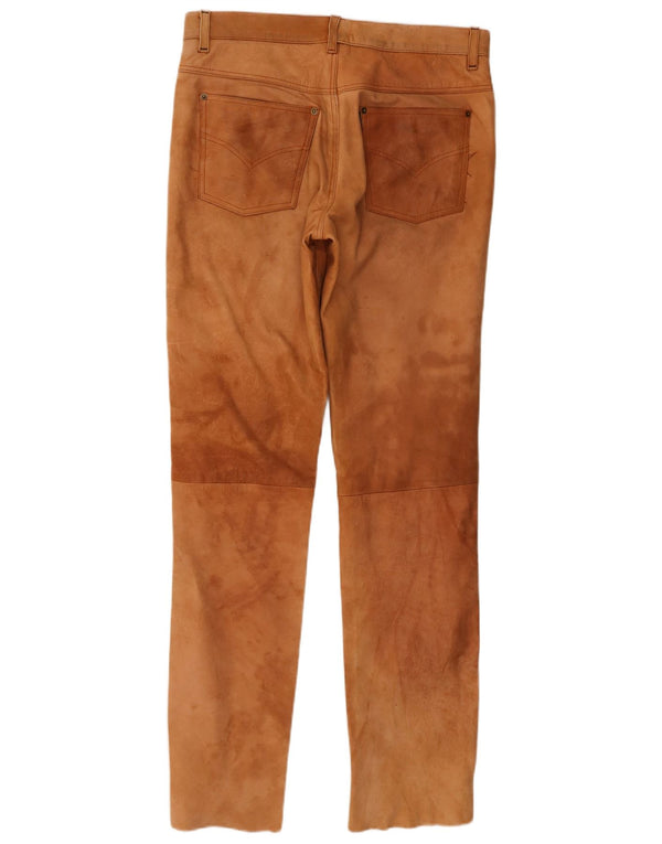 POLO Pantaloni drepti din piele intoarsa pentru barbati IT 52 XL W38 L34 Piele maro