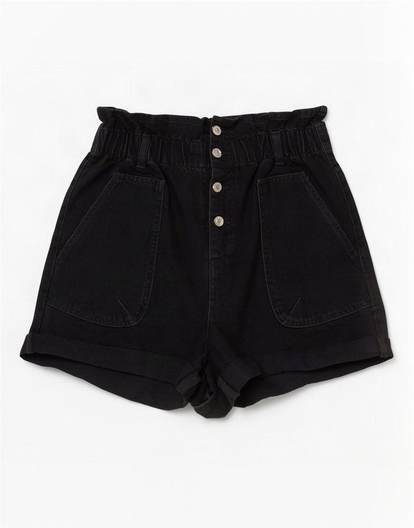 Pantaloni scurți din denim cu talie înaltă pentru femei Zara EU 40 Medium W30 Bumbac negru