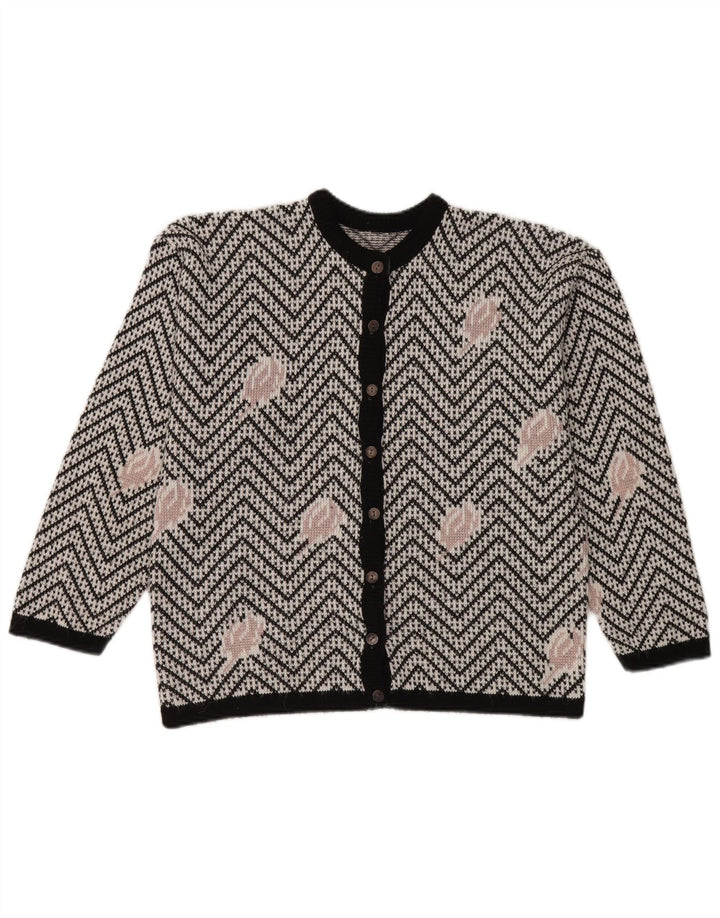 Pulover Cardigan Vintage pentru Damă UK 16 Large White Chevron