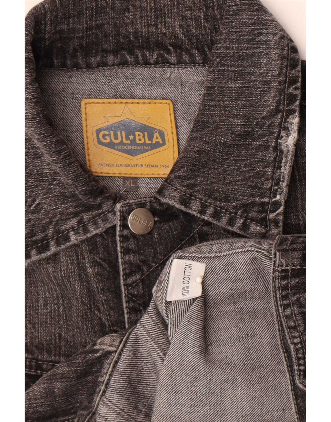 Jachetă de denim vintage pentru bărbați UK 42 XL, bumbac negru