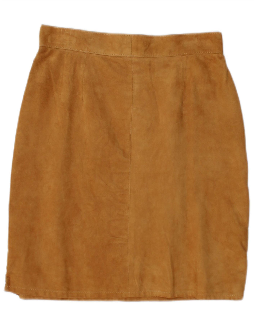 Fusta de dama vintage din piele intoarsa IT 42 Medium W28 piele bej