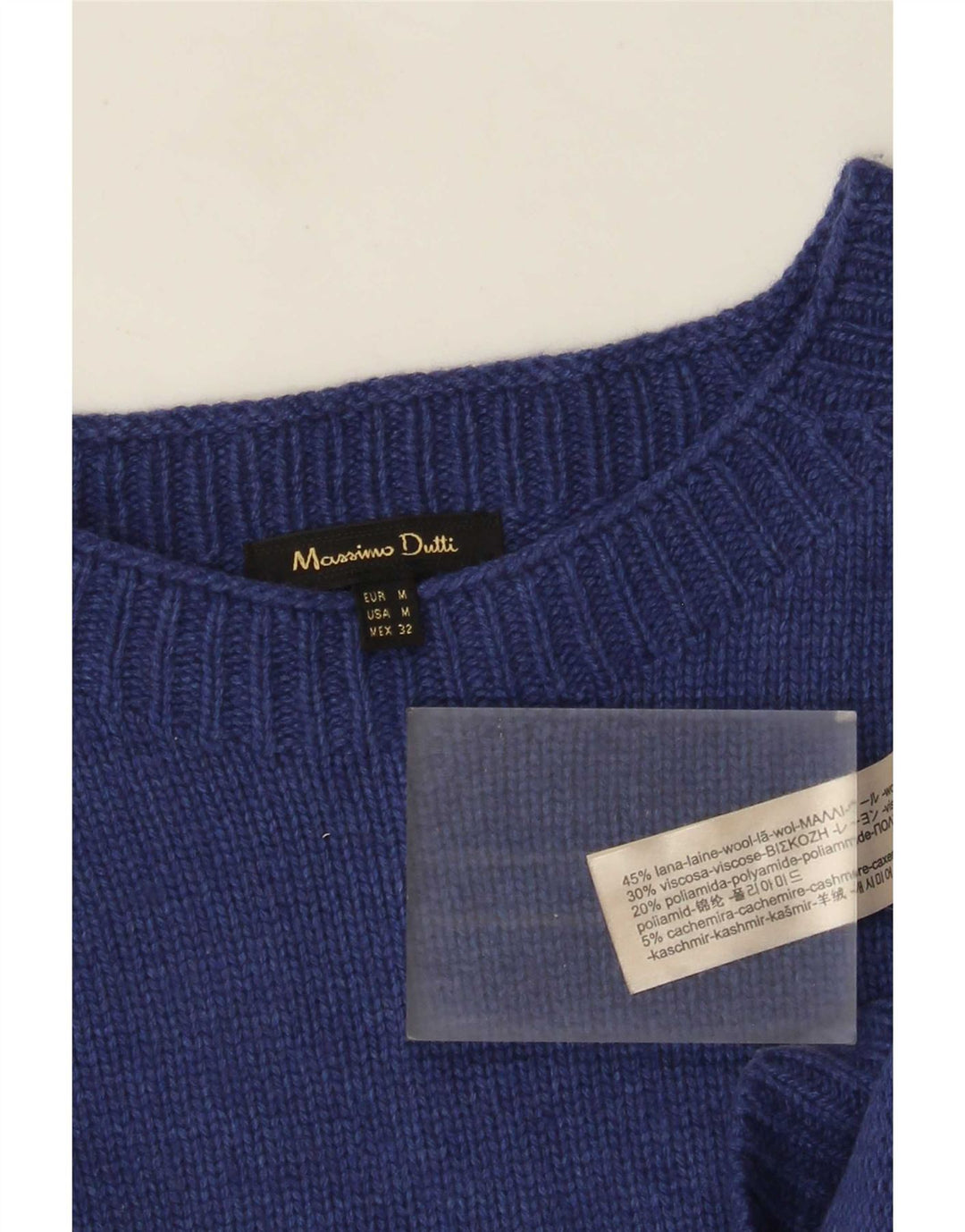 Pulover pentru femei Massimo Dutti cu gât de barcă UK 14 Medium Bluemarin Lână