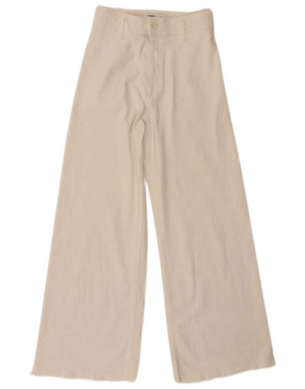 Pantaloni casual pentru femei cu talie înaltă Zara EU 38 Mici L28 L28 Alb