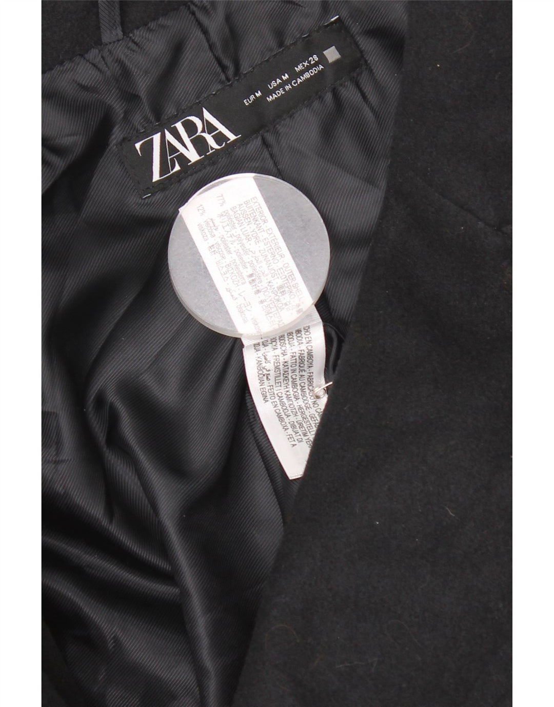Palton supradimensionat pentru femei Zara UK 14 Poliester bleumarin mediu